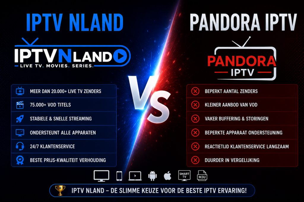 Pandora IPTV Zenderlijst vs IPTV NLand